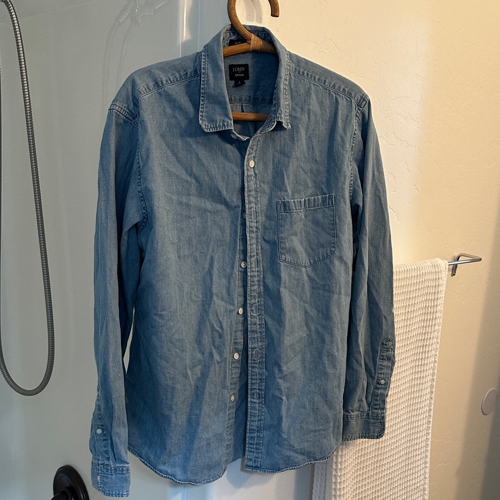 J. Crew Light Blue Denim Button-Down Shirt